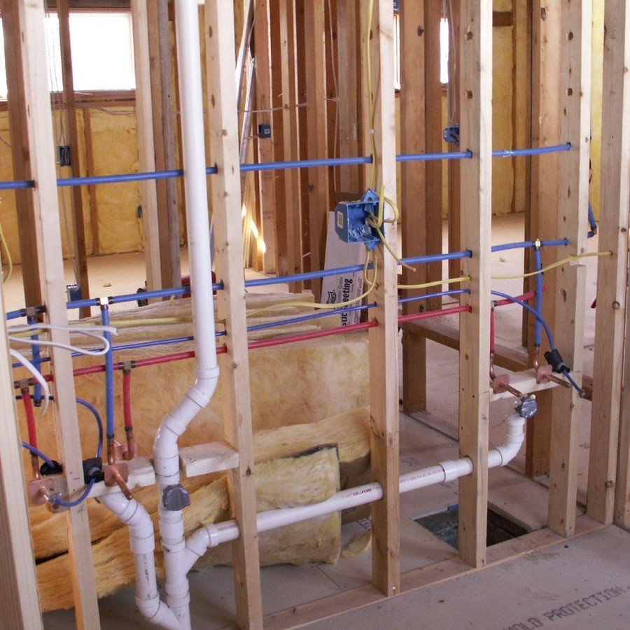 Plumbing pipeline placed on a new construction